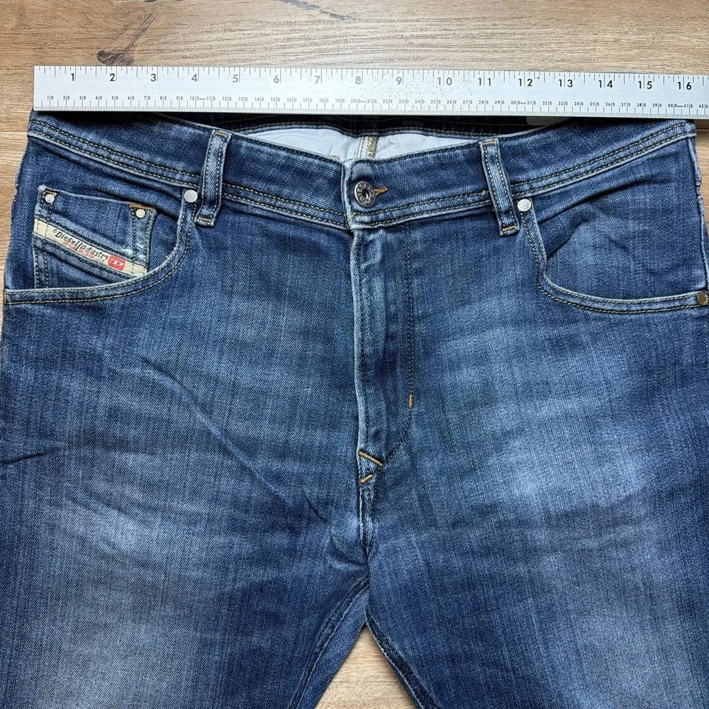 Diesel Krayver Jeans Men 31x30 Blue Slim Carrot Stretch Dark Wash Distress R86L0